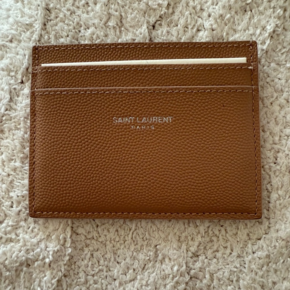 Saint Laurent Tan Leather card holder